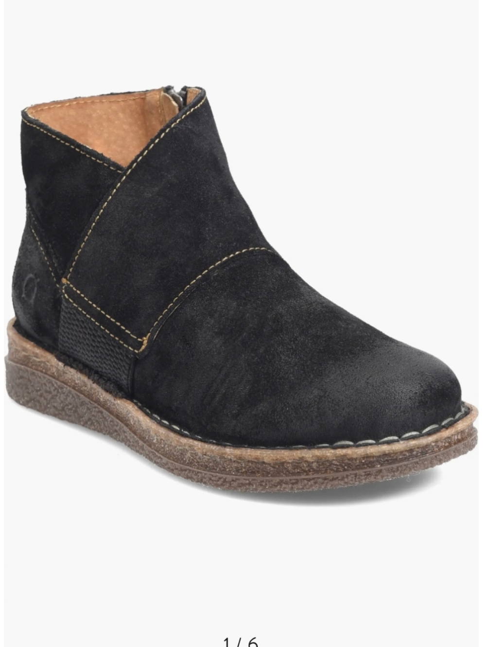 Born Black Suede Tora Bootie with Brown Cork Sole - Picture 3 of 9